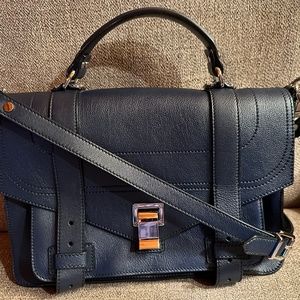 Proenza Schouler PS1Medium Navy Blue Pebble Leather Immaculate